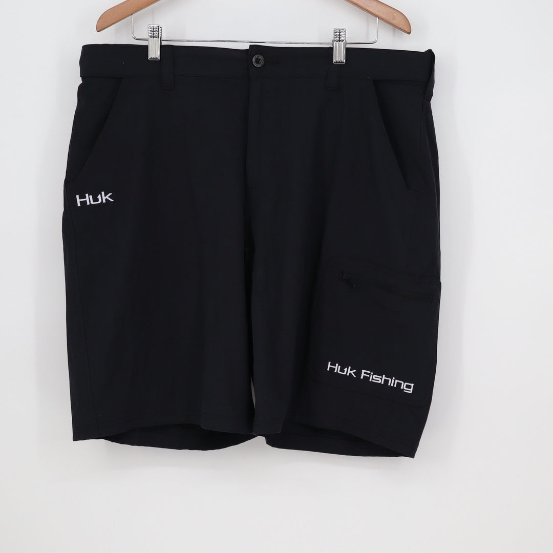 Huk Performance Fishing Shorts Mens XL Black Stretch Cargo Utility