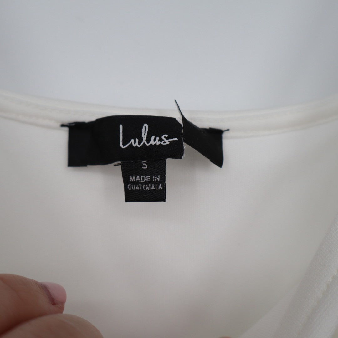 Lulus Always Admired Mini Dress Womens Small White Stretch Side Slit Scoop Neck