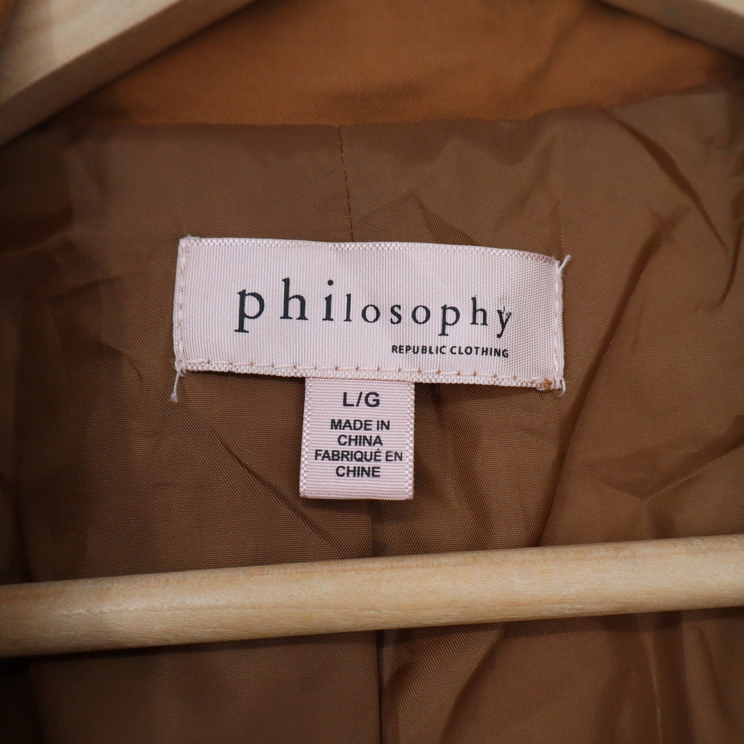 Philosophy Republic Clothing Camel Brown Open Front Blazer Jacket Large