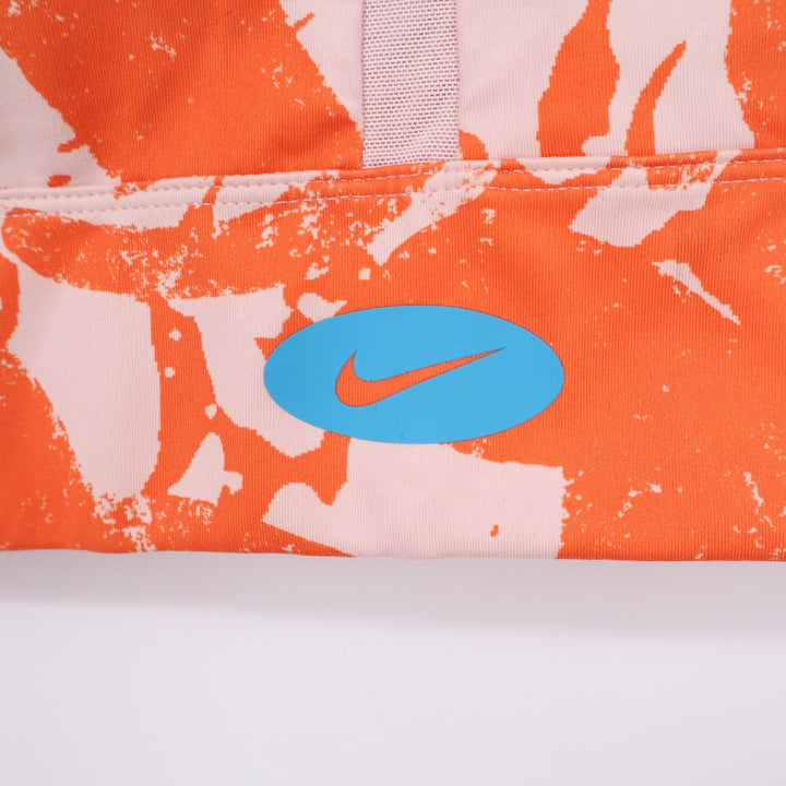 Nike Sports Bra Women Medium Dri-FIT Strappy Racerback Orange Pink Print Exc