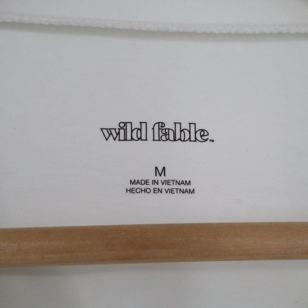 Wild Fable Mens White Short Sleeve Cropped Baby Tee Crew Neck Size M