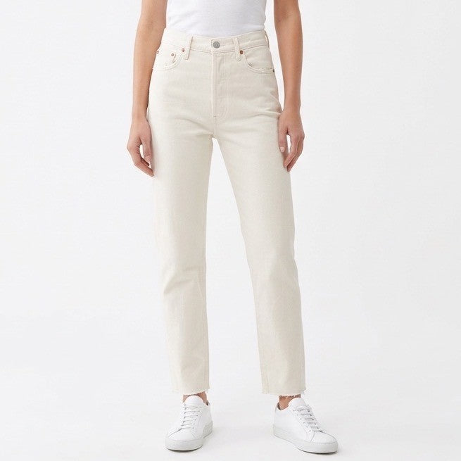 Agolde Straight Jeans Womens 27 White Light Wash Denim Cotton Casual Streetwear