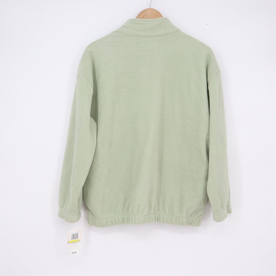 No Boundaries Desert Sage Green Butterfly Polar Fleece Quarter Zip Pullover M