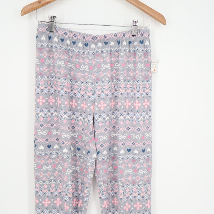Cuddl Duds Pajama Pants Womens Small Gray Pink Fair Isle Heart Print Stretch