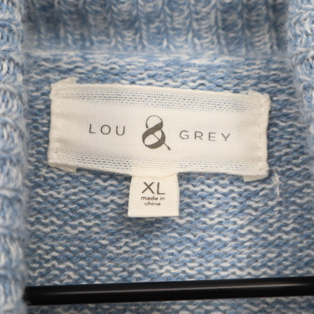 Loft Lou Grey Sweater Womens XL Multicolor Striped Knit Turtle Neck Long Sleeve
