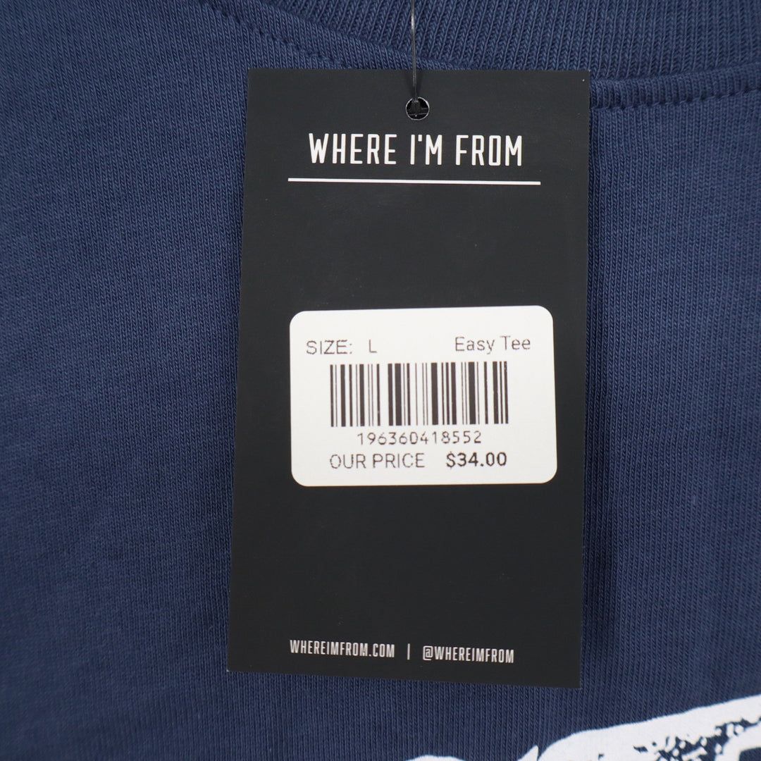 Where I\'m From Boston USA Navy Blue Graphic Easy Tee Boxy Cotton T-Shirt Large