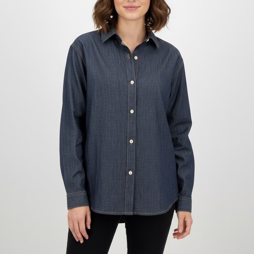 AG Adriano Goldschmied Denim Button Down Shirt Dark Wash Long Sleeve Size S