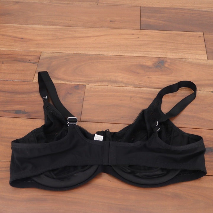 Glamorise Lace Comfort Wonderwire Bra Womens 46C Black Stretch Cushioned Unlined