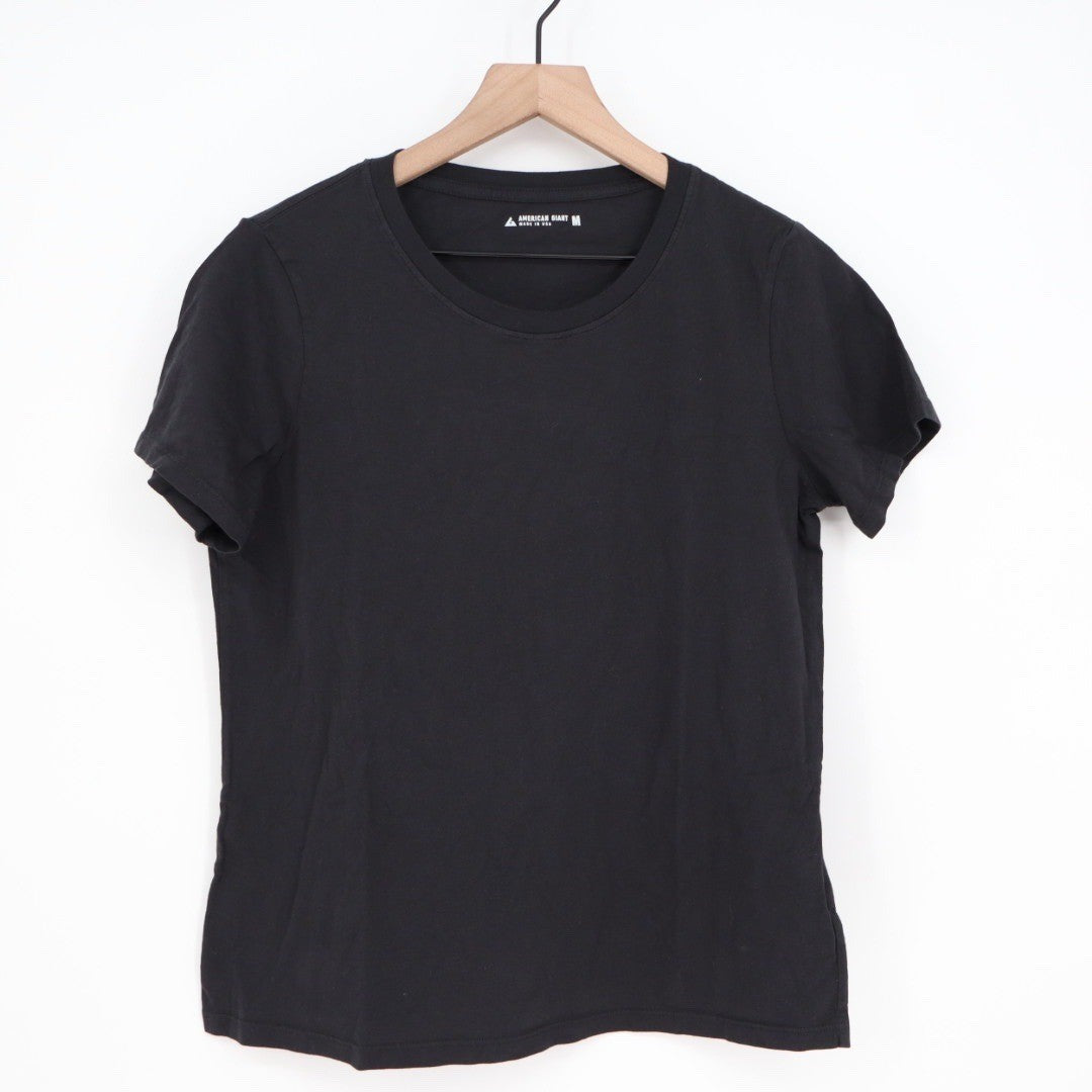 American Giant Womens Black Crew Neck T Shirt Size Medium Made in USA