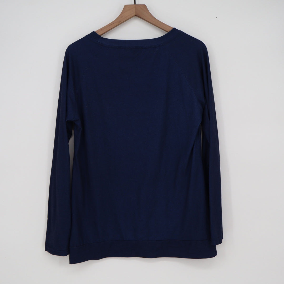 Genhoo Navy Blue Long Sleeve Star Graphic Pajama Top Small Loungewear Shirt