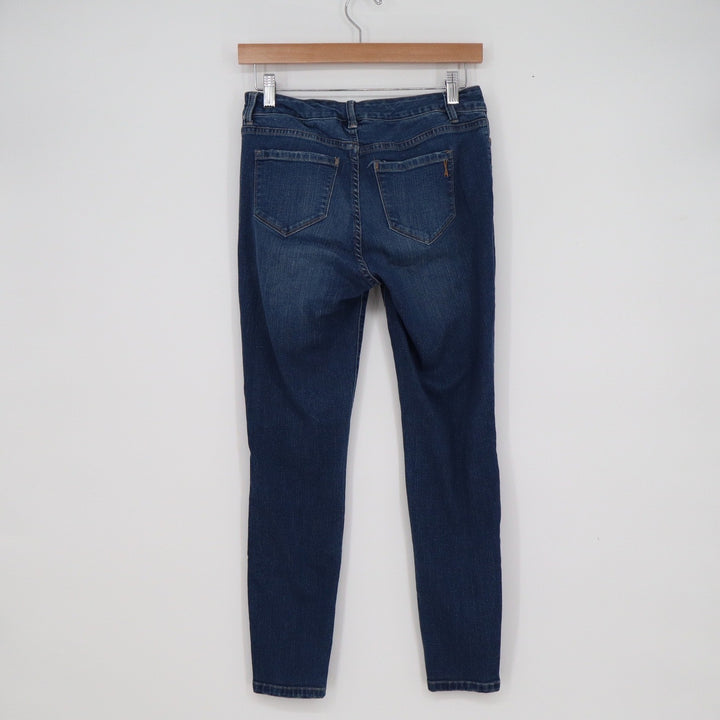 Petite Dark Wash Skinny Jeans Size 4P Stretch Denim Whiskered Indigo Slim Leg