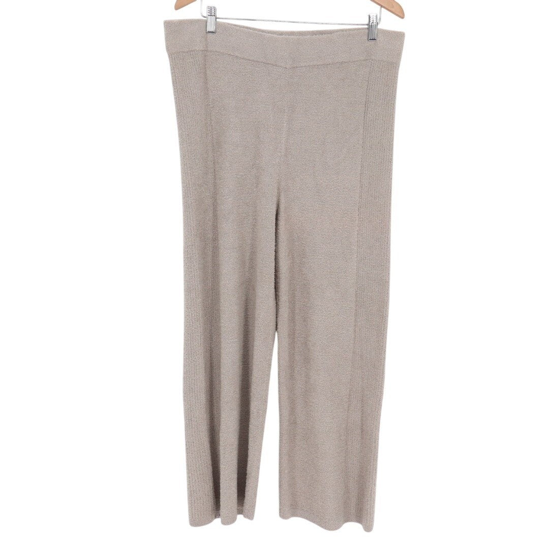 Barefoot Dreams Cozychic Lite Pants Womens XL Beige Knit Elastic Waist Wide Leg