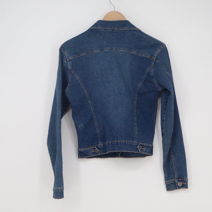 Aeropostale Womens Medium Dark Wash Denim Trucker Jacket Stretch Blue Jean Coat