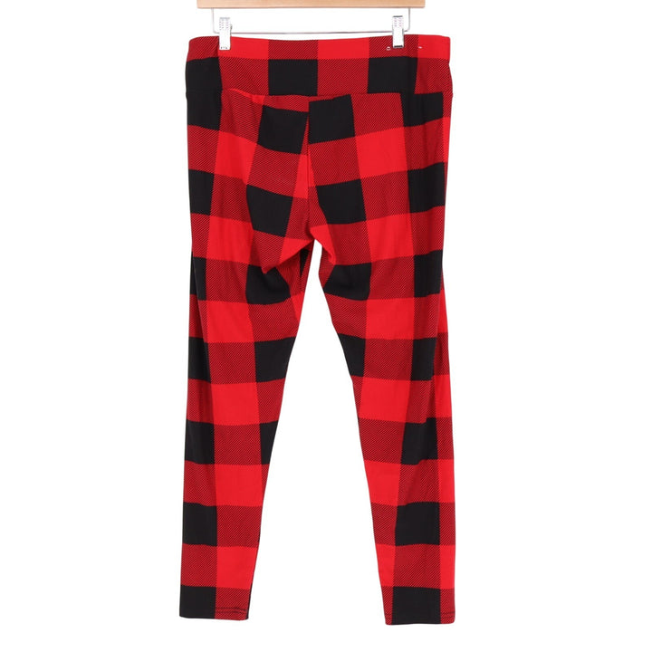 No Boundaries Ankle Leggings Womens 2XL/1X Red Black Buffalo Check Stretch Yoga