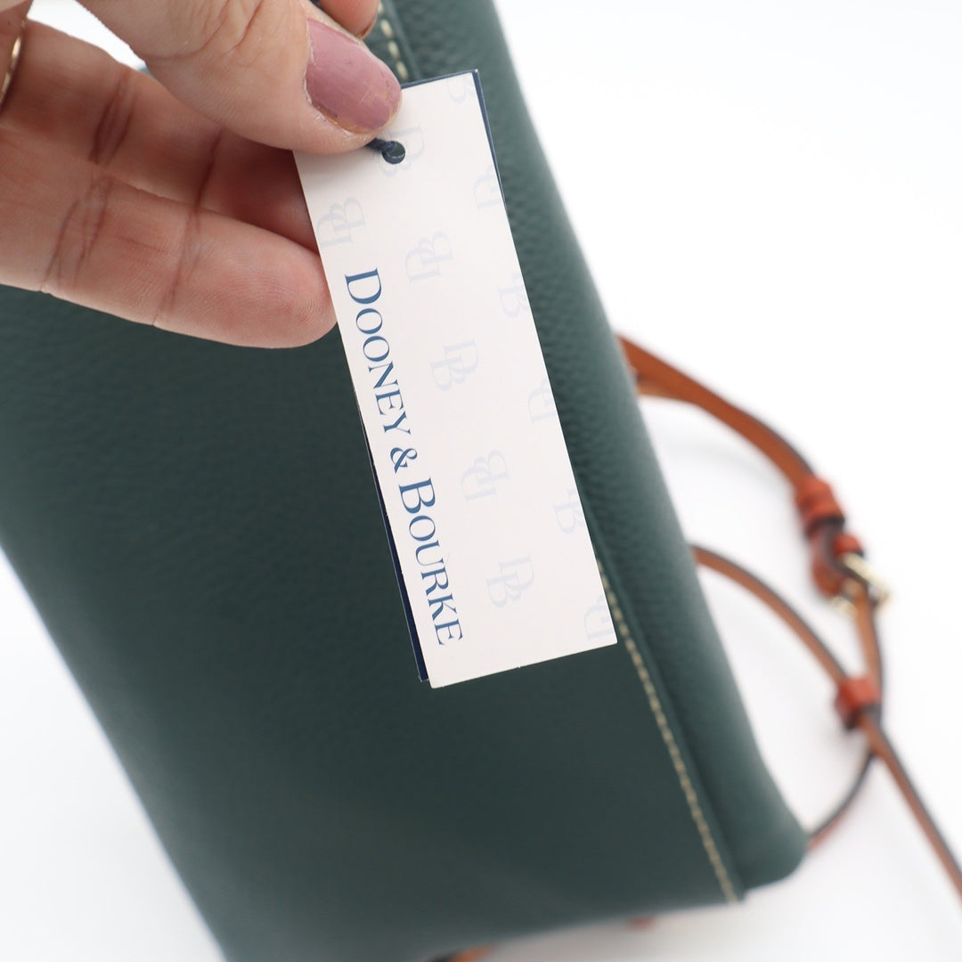 Dooney & Bourke Forest Green Pebbled Leather Foldover Crossbody Bag NEW