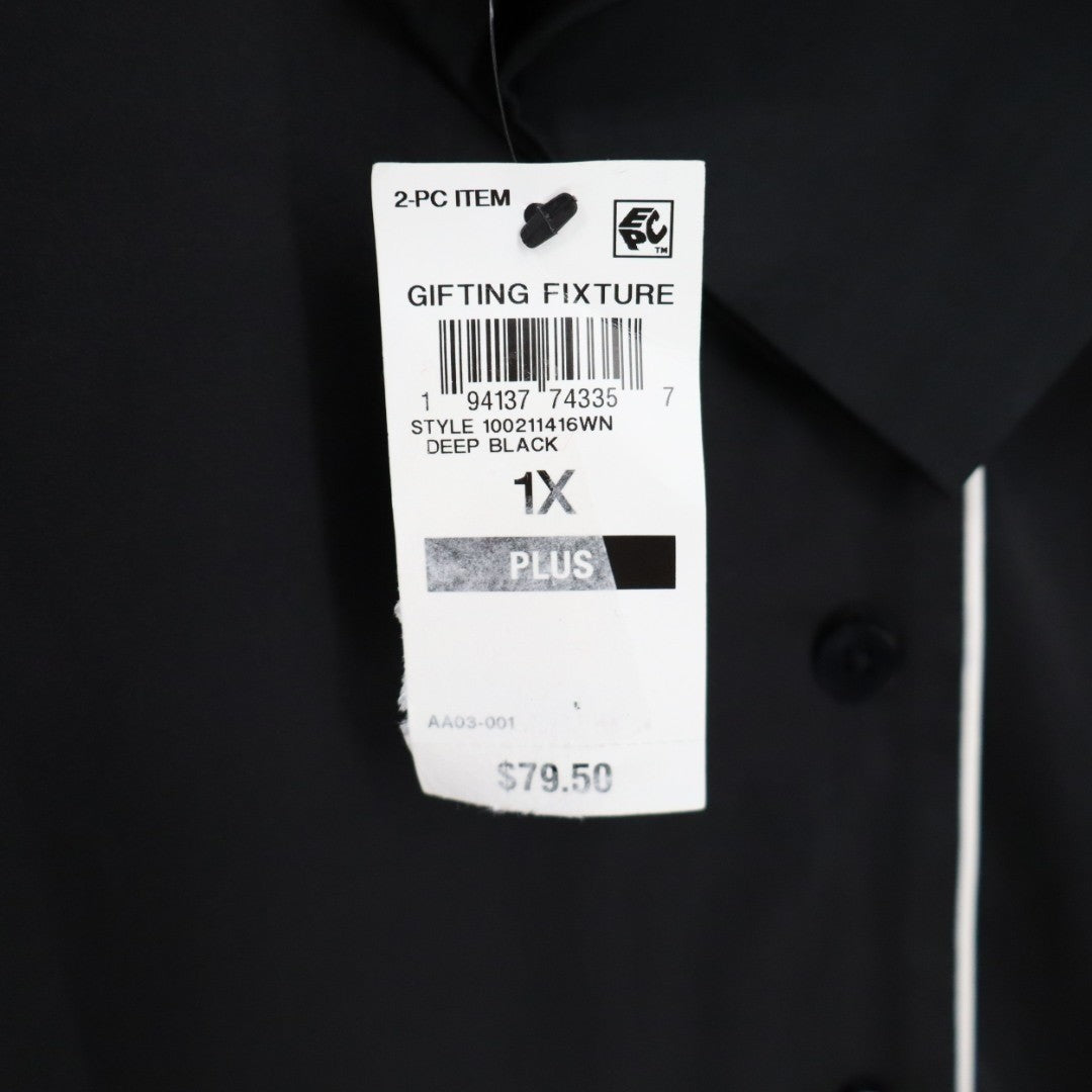 I.N.C International Concepts 2-PC Pajamas Set Womens 1X Black Stretch Sleepwear