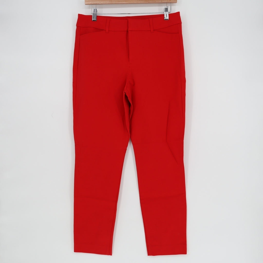 Old Navy Pixie Ankle Pants Women 10 Red Secret-Slim Pockets High Rise Skinny Leg
