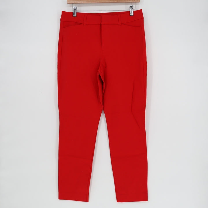 Old Navy Pixie Ankle Pants Women 10 Red Secret-Slim Pockets High Rise Skinny Leg