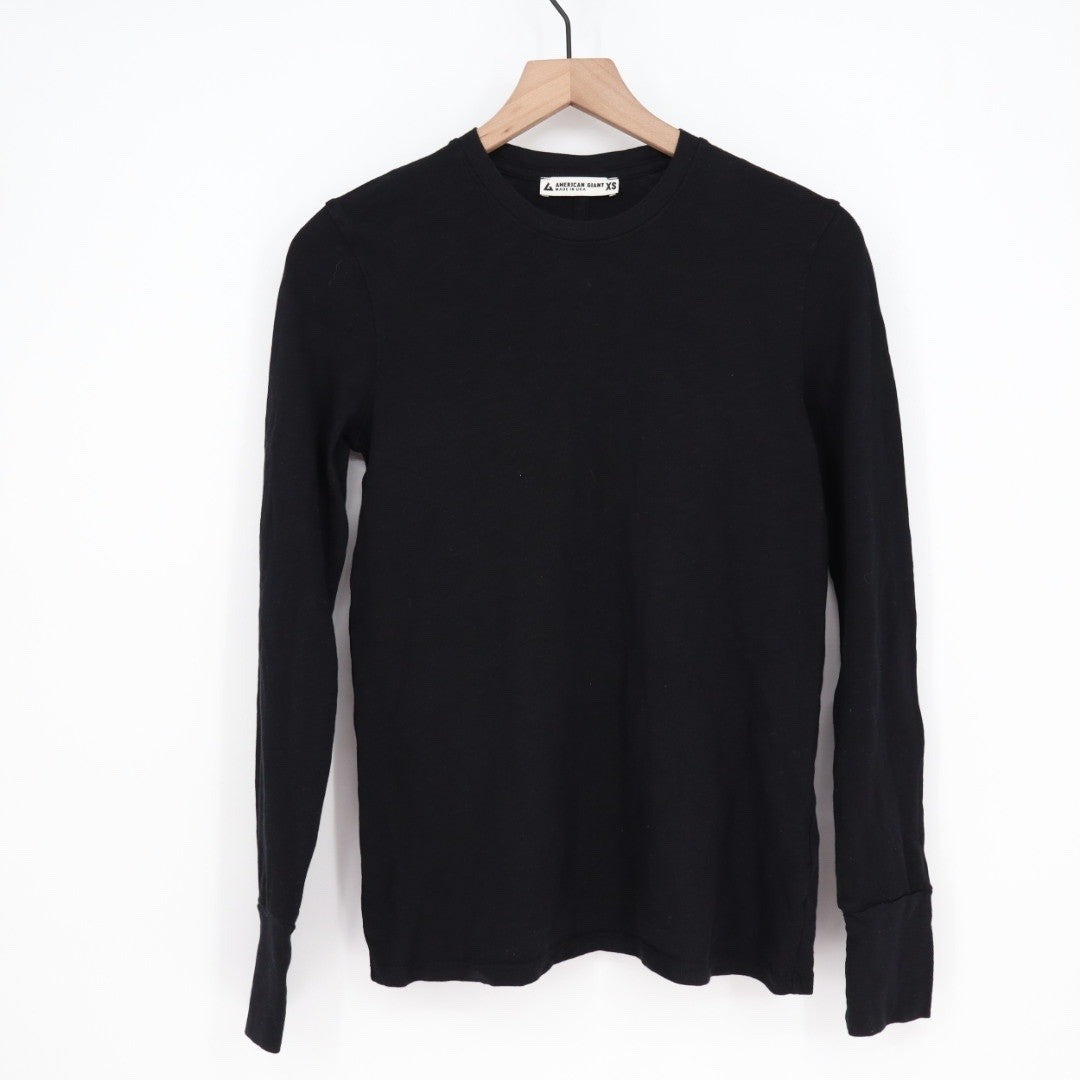 American Giant Women's Black Long Sleeve Crew Neck Cotton Tee Size XS