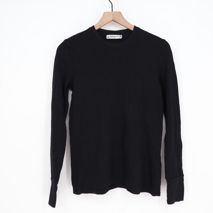 American Giant Women's Black Long Sleeve Crew Neck Cotton Tee Size XS