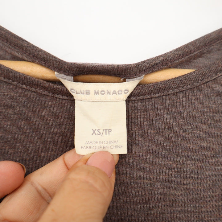 Club Monaco Brown Asymmetric One Sleeve Tencel Top XS