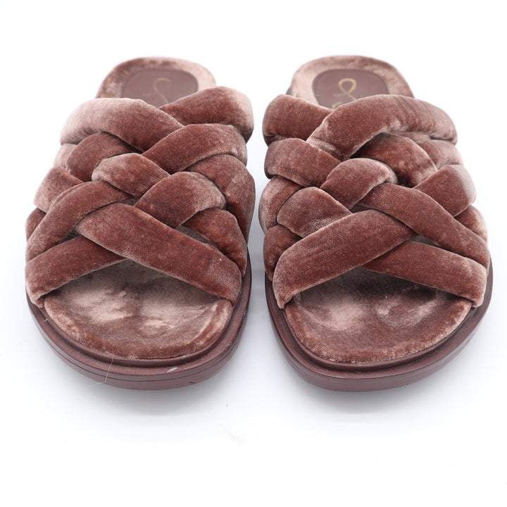 Sam Edelman Vaughn 2 Mauve Velvet Braided Slide Sandals Womens 6.5M Pink Woven