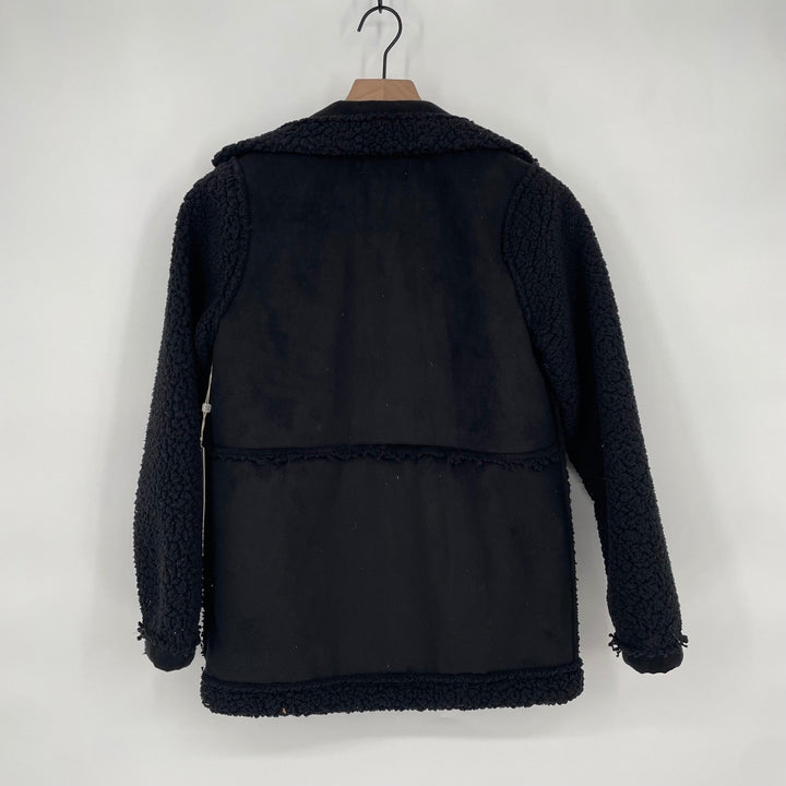 Caslon Black Faux Fur Suede Moto Jacket XS