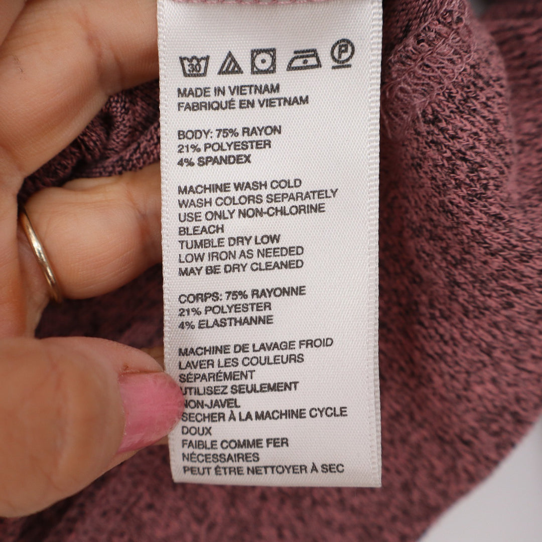 Out From Under Hoodie Women L Henley Mauve Space-Dye Cropped Pullover Excellent