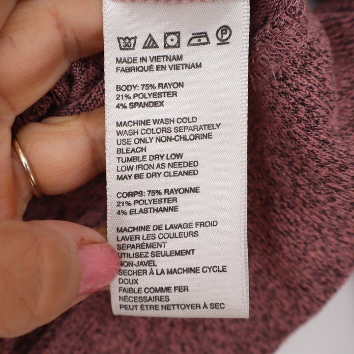 Out From Under Hoodie Women L Henley Mauve Space-Dye Cropped Pullover Excellent