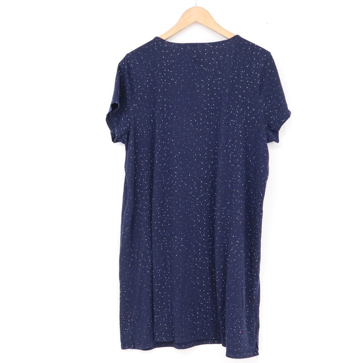 Croft & Barrow Intimates Navy Blue Heart Print Henley Nightgown XL