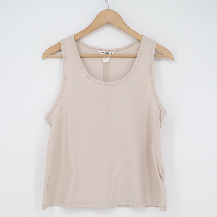 Athleta Womens Beige Supima Cotton Spandex Scoop Neck Tank Top Size M