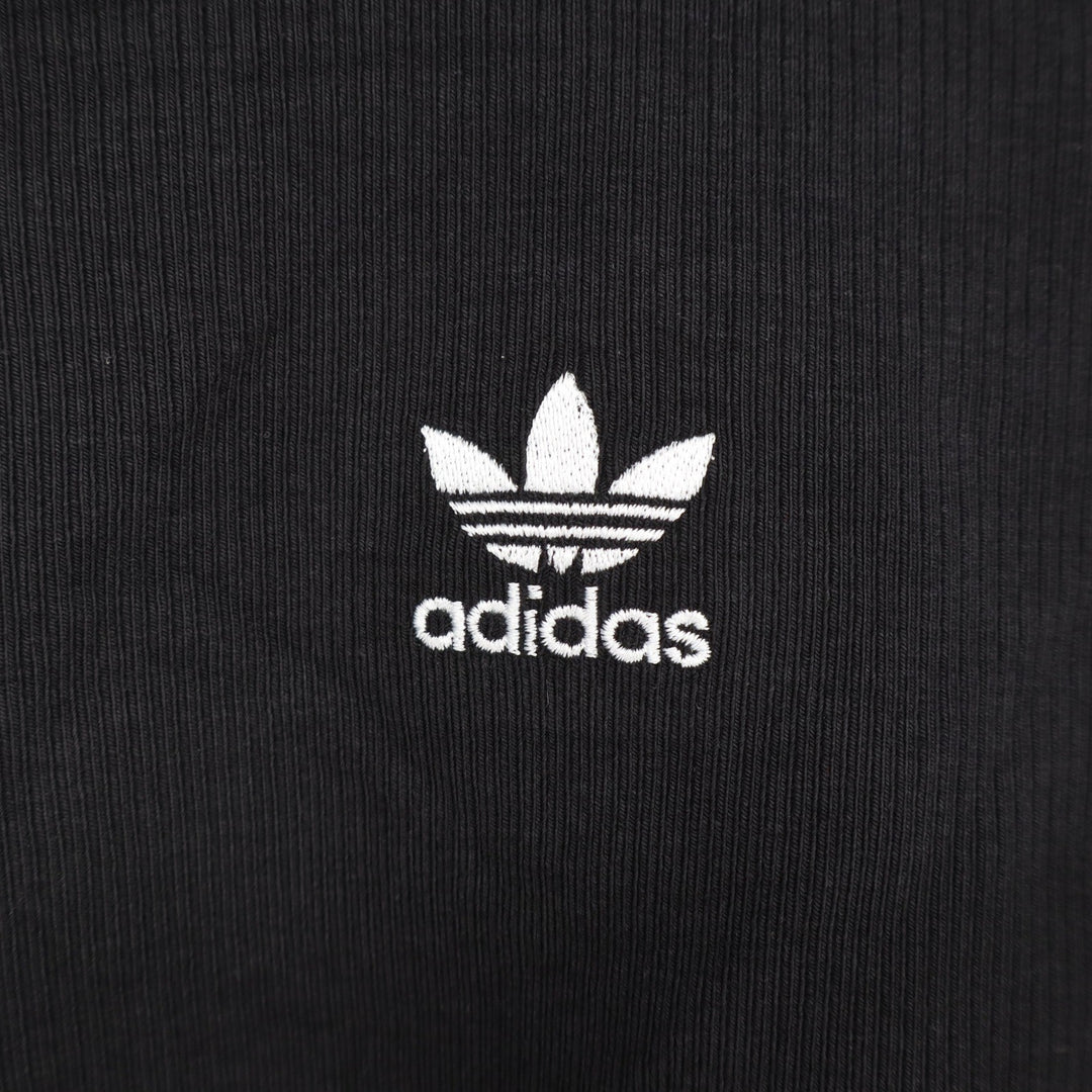 Adidas Originals Womens ESS Crop LS Black Ribbed Long Sleeve Top Size S