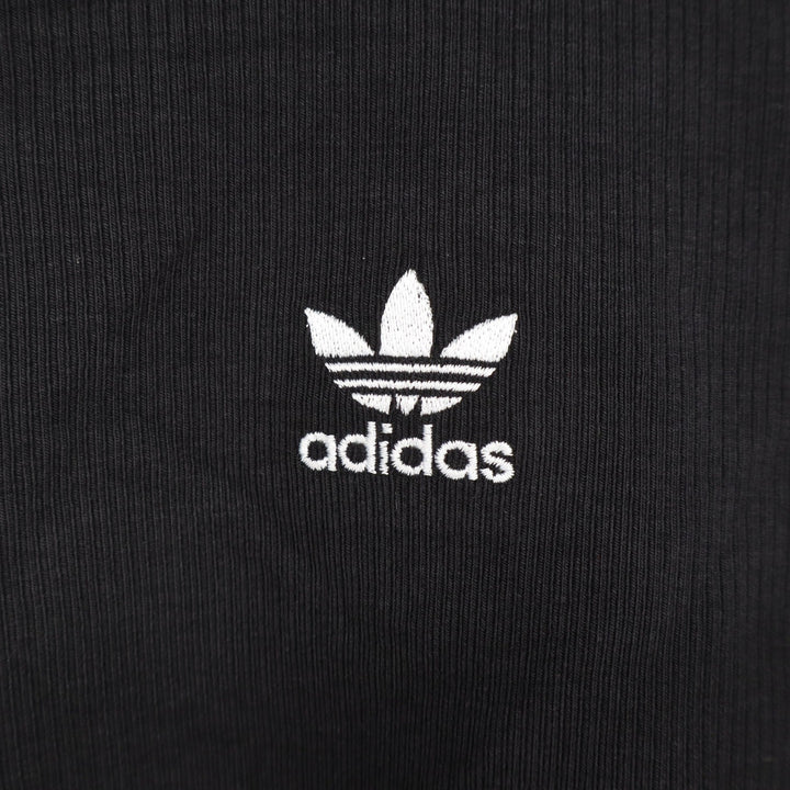 Adidas Originals Womens ESS Crop LS Black Ribbed Long Sleeve Top Size S