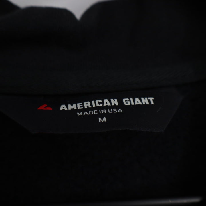 American Giant Bomber Jacket Mens Medium Black Full Zip Cotton Kangaroo Pocket