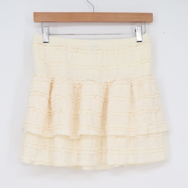 SHEIN Cream Ruffle Lace Tiered Mini Skirt and Cami Top Two Piece Set Size M