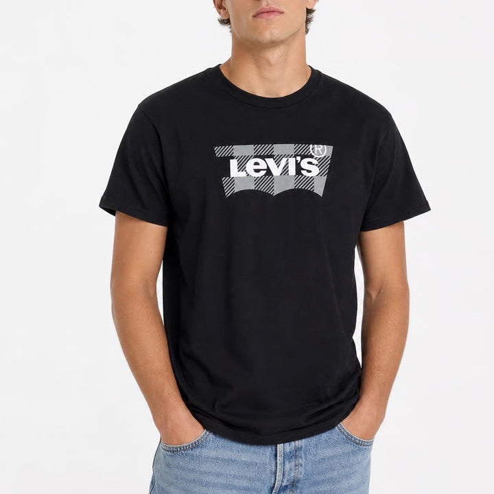 Levis Mens Graphic Batwing Logo T-Shirt Black Short Sleeve Cotton Size M