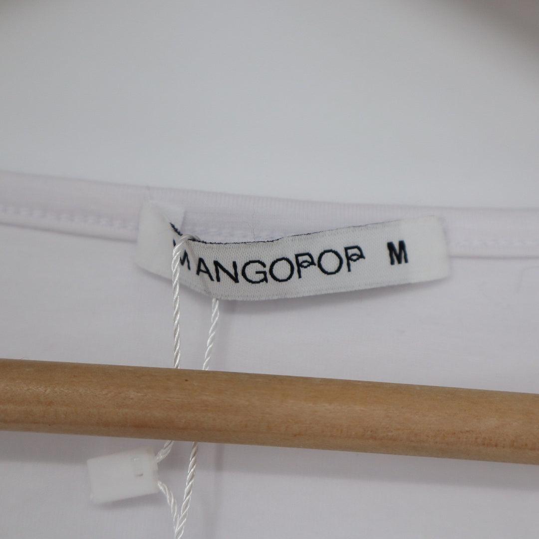 Mangopop White Square Neck Long Sleeve Bodysuit Medium