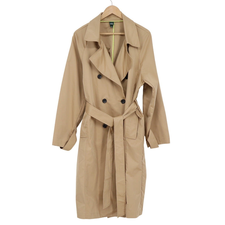 Wild Fable Womens XXL Tan Khaki Double Breasted Belted Trench Coat Jacket Long
