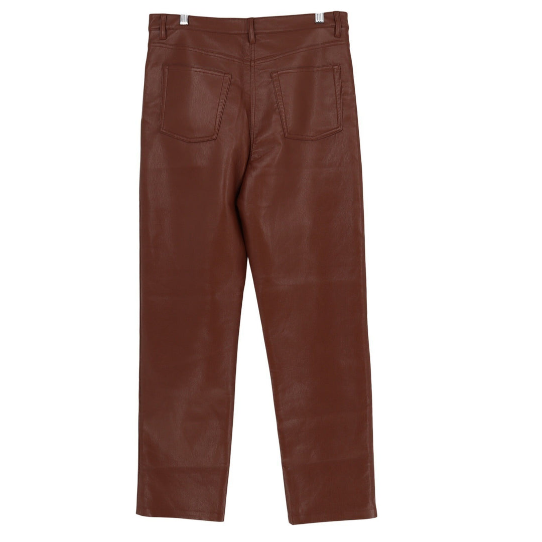 Wilfred Aritzia The Melina Vegan Leather Pants Brown High Waist Straight Leg 12