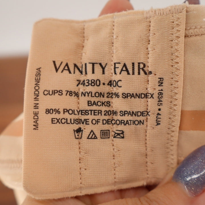 Vanity Fair Beauty Back Full Figure Strapless Underwire Bra Women 40C Rose Beige