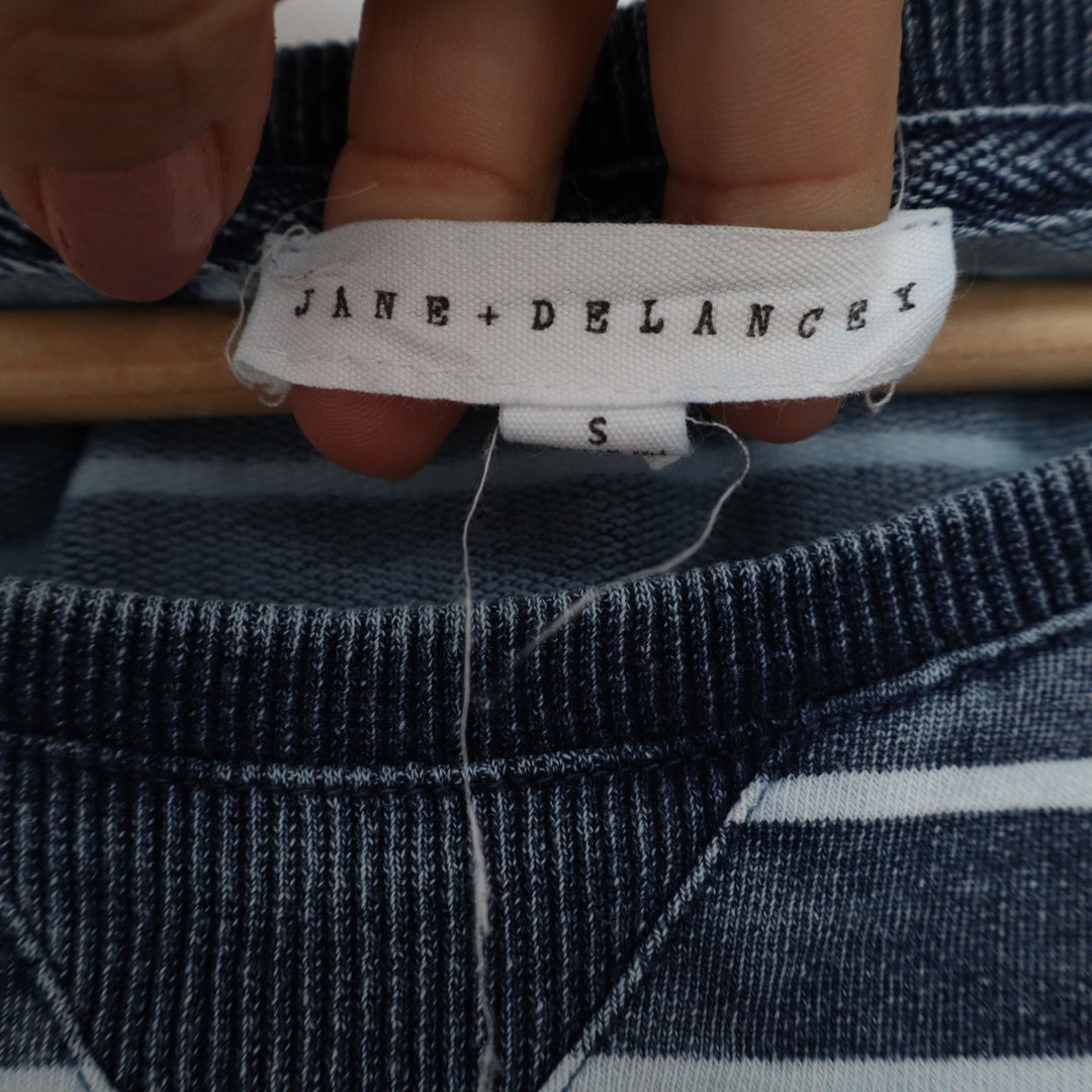 Jane + Delancey Blue White Striped Short Sleeve Sweatshirt Top Small