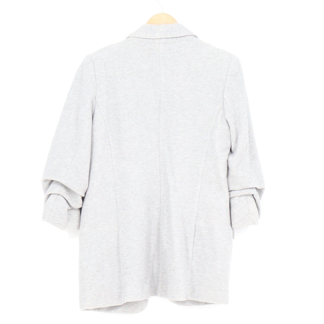 Premise Womens Light Gray Knit Open Front Ruched 3/4 Sleeve Blazer Size M