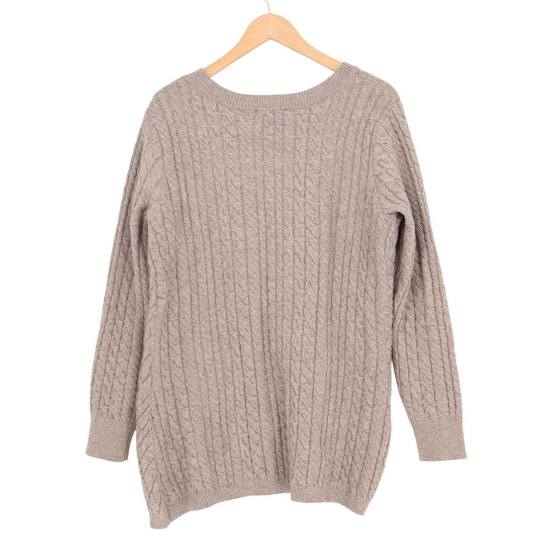 Evolution by Cyrus Aneesa Sweater Womens Medium Gray Cable Knit Asymmetric Hem
