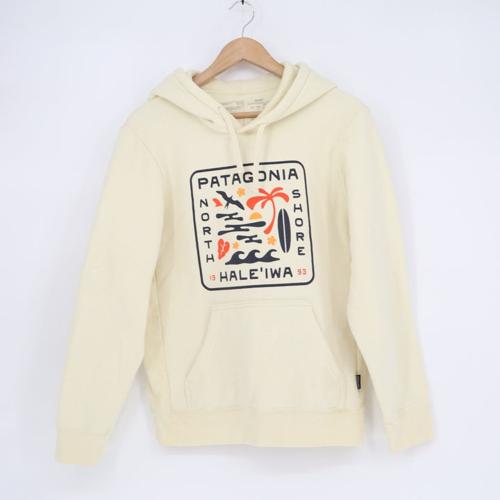 Patagonia Uprisal Hoodie Cream North Shore Haleiwa Graphic Mens XS Womens S