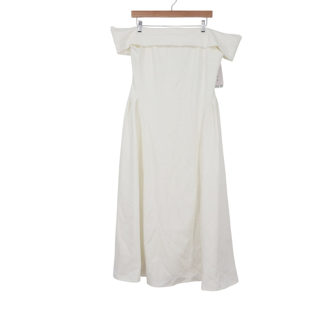 ZESICA White Off The Shoulder Midi Dress XL New With Stains