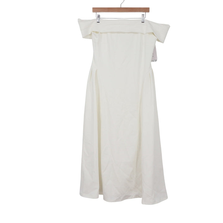 ZESICA White Off The Shoulder Midi Dress XL New With Stains
