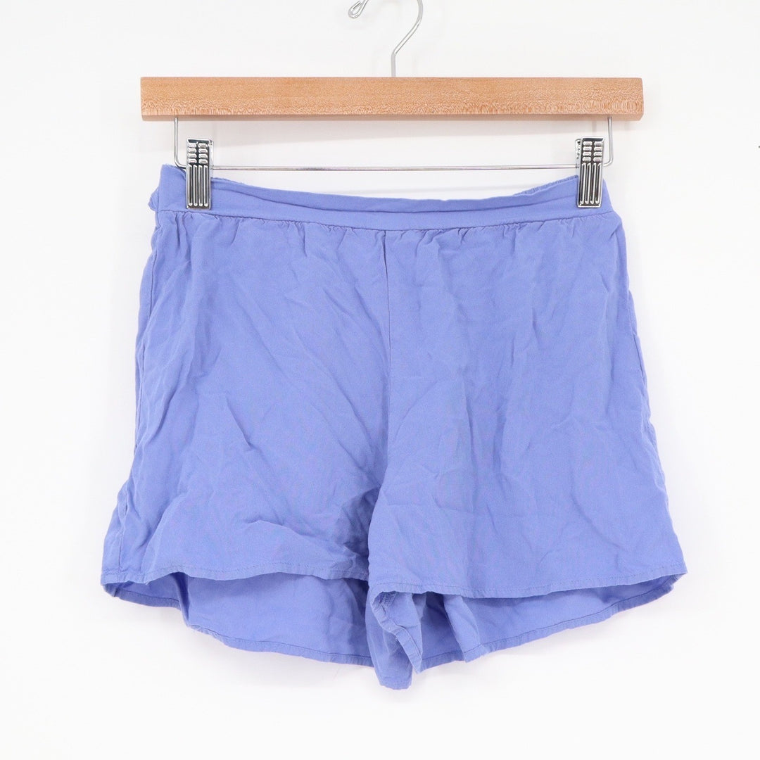Primark Cares Womens Blue Viscose Elastic Waist Tie Back Shorts Size 4