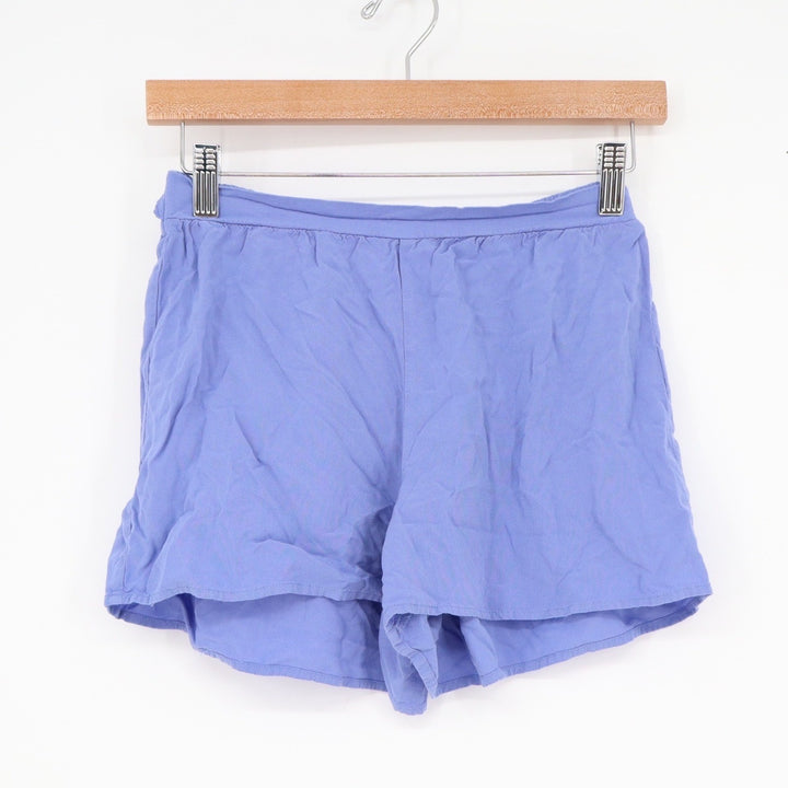 Primark Cares Womens Blue Viscose Elastic Waist Tie Back Shorts Size 4