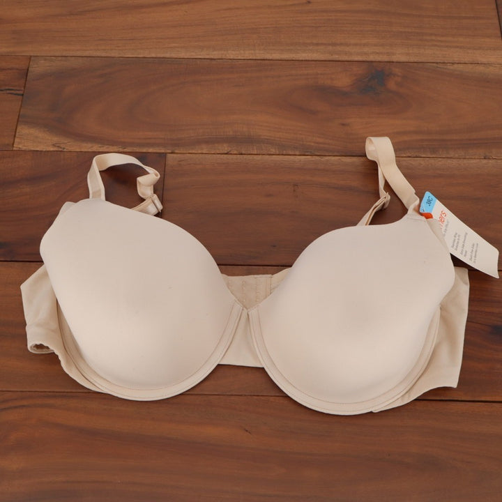 Warners No Side Effects Seamless Underwire Lightly Lined T Shirt Bra 38C Beige