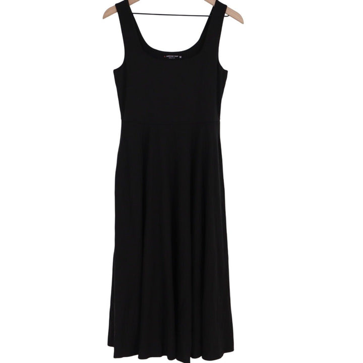 American Giant Black Ribbed Tank Dress Midi Made in USA Size M
